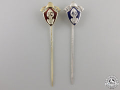 Two German Fireman's Long Service Pins; Silver & Gold