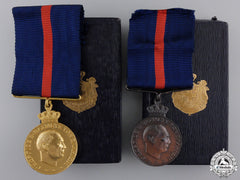 Two Greek Army Long Service & Good Conduct Medals; 1St And 3Rd Class