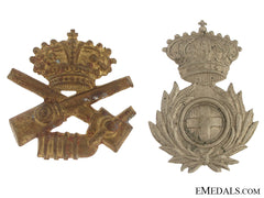 Two Italian Cap Badges