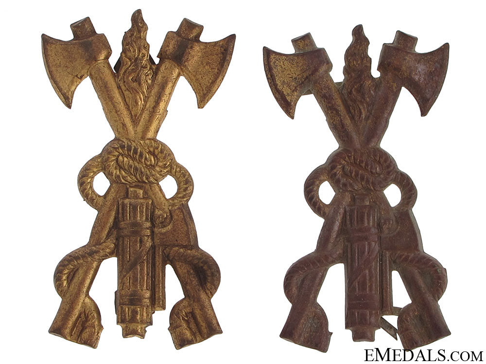 two_mussolini_period_fireman's_hat_badges_two_mussolini_pe_51069b4c2b736