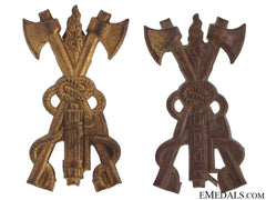 Two Mussolini Period Fireman's Hat Badges