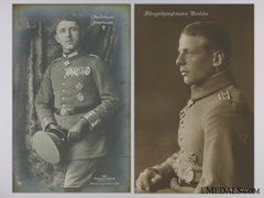 Two Pour Le Merite Award Recipient Pilot Studio Portrait Postcards