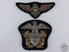 Two Second War American Navy Bullion Badges
