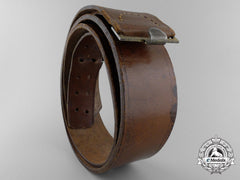 A Brown Leather German Belt; Stamped