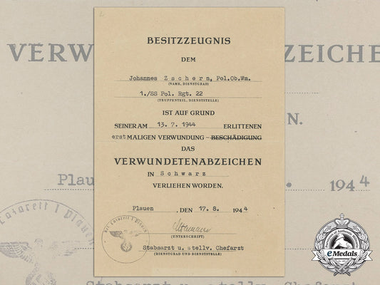 a_black_wound_badge_award_document_to_the1_st_ss_police_regiment1944_u_880