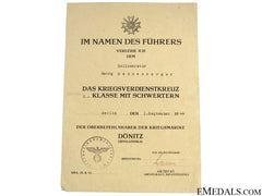 Unusual Kvk Document – Dönitz Imprinted