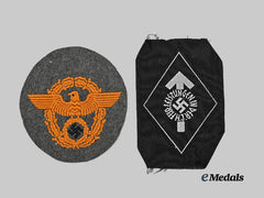 Germany, Third Reich. A Pair of Mint Cloth Badges for Police and HJ Personnel