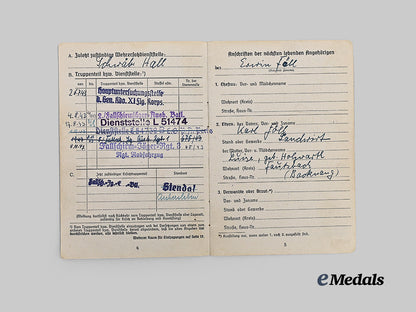 Germany, Luftwaffe. A Soldbuch to Erwin Föll, Fallschirm-Jäger-Regiment 3