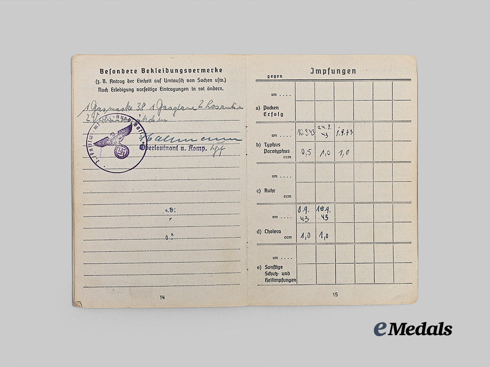 Germany, Luftwaffe. A Soldbuch to Erwin Föll, Fallschirm-Jäger-Regiment 3