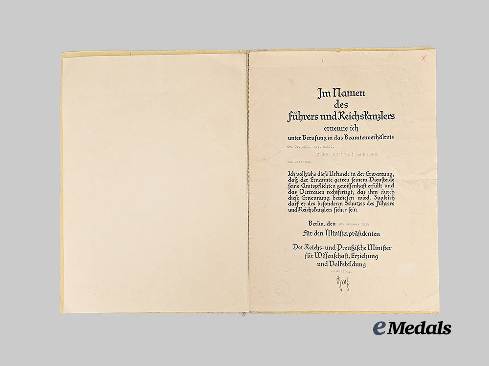 germany,_third_reich._a_pair_of_professional_documents_to_hauptmann_der_reserve_dr._arthur_lüttringhaus,_with_hermann_göring_signature_e_medals__m0044-293_6