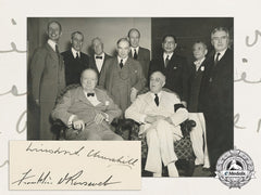 A Most Rare Press Photo & Signatures Of Churchill & Roosevelt At The 1942 Pacific War Council