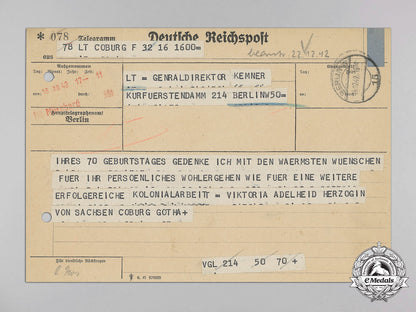 a_birthday_wishes_telegram_from_the_duchess_victoria_adelaide_of_saxe-_coburg-_gotha_to_genraldirektor_kemner_v_207_1