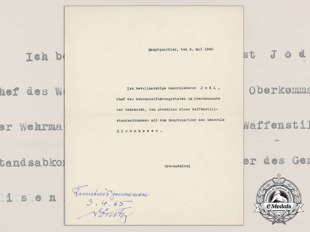 an_important1945_letter_from_gross_admiral_karl_dönitz_to_generaloberst_jodl_authorizing_a_ceasefire_v_212