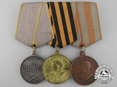 A Soviet Russian Second War Three Piece Medal Group