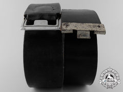 Two German Black Leather Belts; Christian Theodor Dicke, Ludenscheid