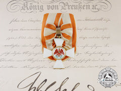 A Red Eagle Order In God With Award Document Signed By  Wilhelm Ii