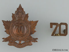 Wwi 70Th Infantry Battalion Cap Badge And Collar Insignia