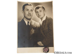 Wwi Badge And Photo Of Croatian Naval Veteran