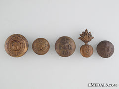 Wwi Four Cef Buttons And Collar Tab