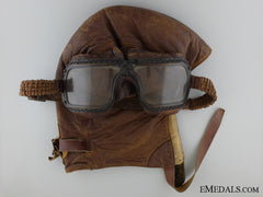 Wwii Raf Veteran's Leather Helmet And Flying Goggles 1942