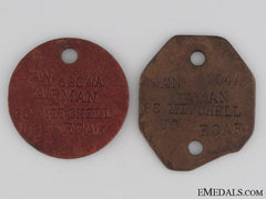 Wwii Rcaf Id Tags; Ju88 Casualty