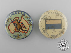Two First War Australian Badges; 10Th Battalion & 1917 Australia Day