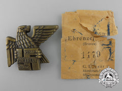 A Gau Honor Badge Thüringen; Numbered With Pocket Of Issue