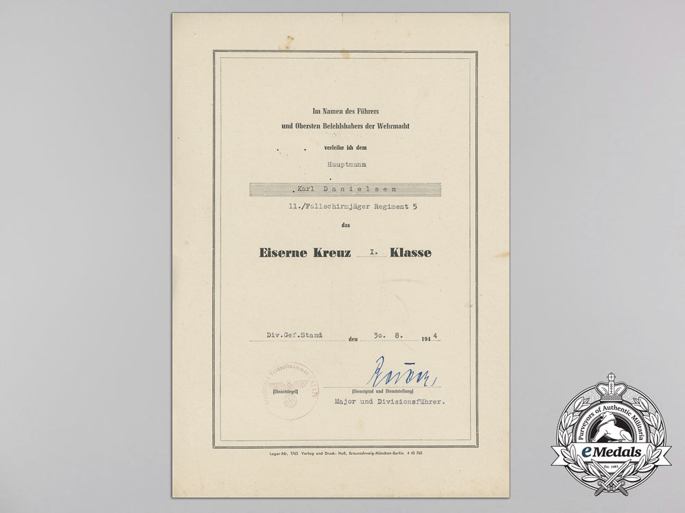 a_group_of_awards&_documents_to_hauptmann_karl_danielsen,11._fallschirmjäger_regt.5_z_934